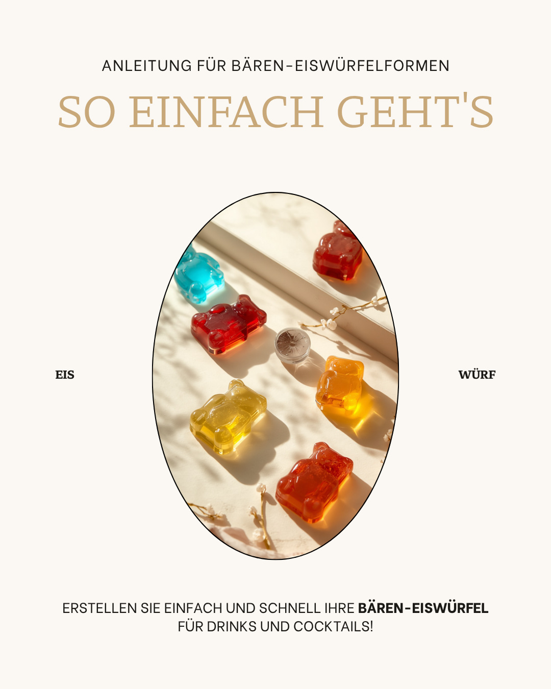 Bunte Bären-Eiswürfel für Drinks und Cocktails – So einfach geht's