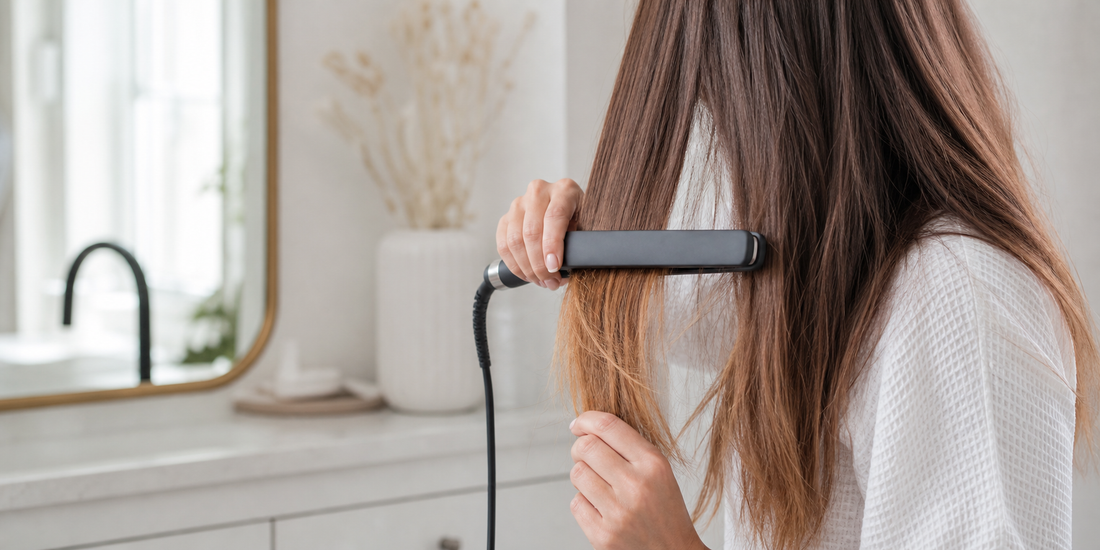 Hitzestyling mit Glätteisen als Ursache für strapaziertes Haar