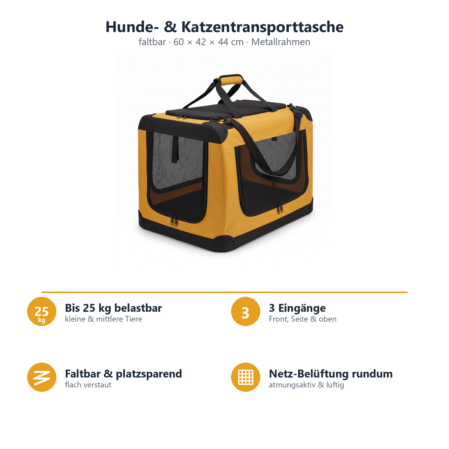 Vorteile bis 25 kg, 3 Eingaenge, faltbar, Netz-Belueftung