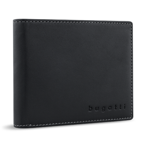 bugatti Herren-Geldbörse aus Echtleder mit RFID-Schutz und 9 Kartenfächern