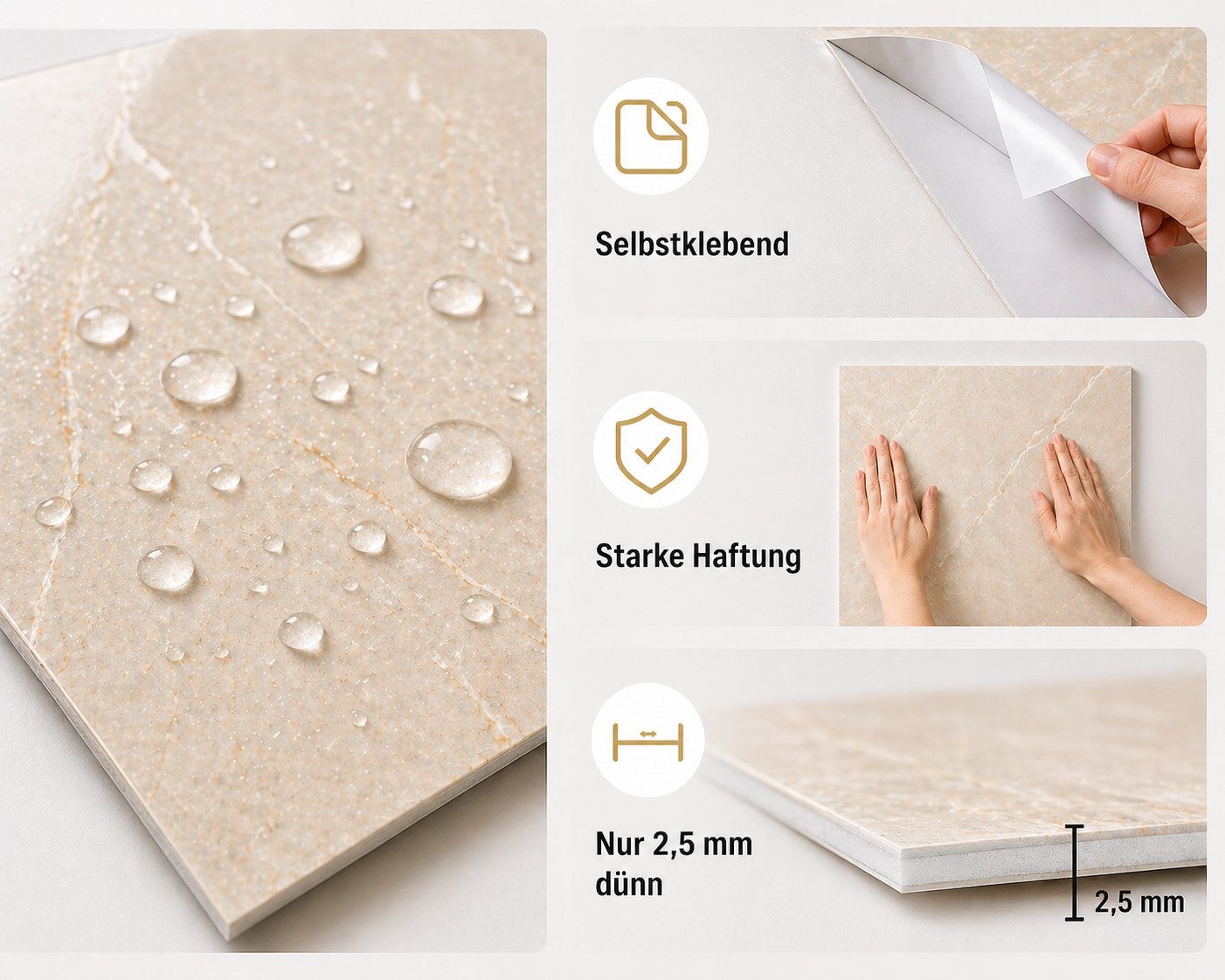 Produktvorteile selbstklebend wasserfest hitzebeständig