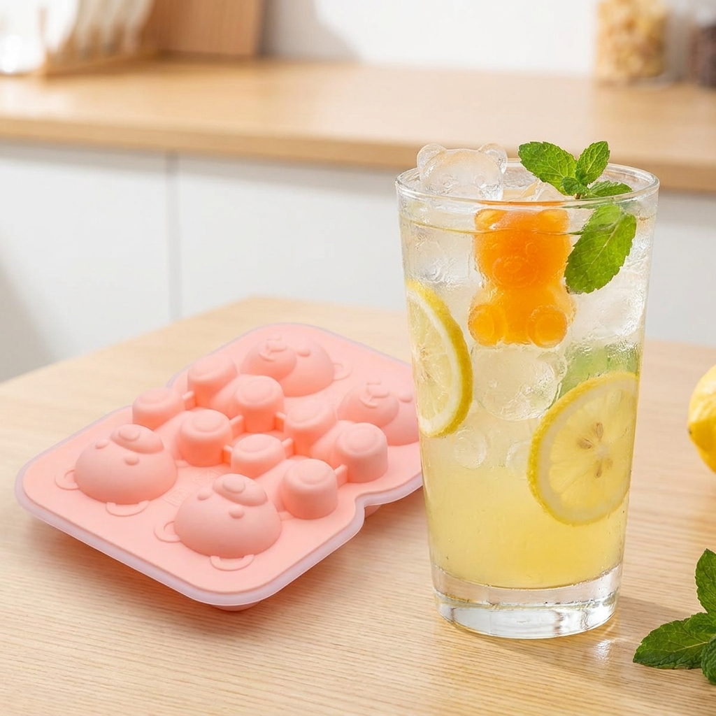 Bären-Eiswürfel in frischer Limonade