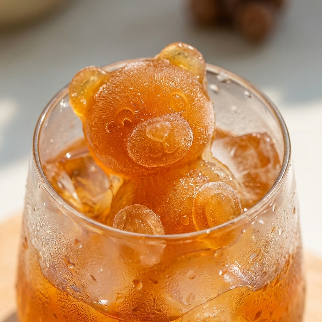 Bären-Eiswürfel Nahaufnahme im Glas