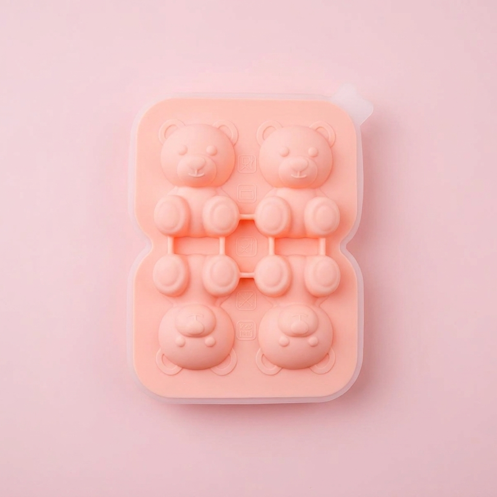 Silikon-Eisformen Bären – rosa Form, Studioaufnahme