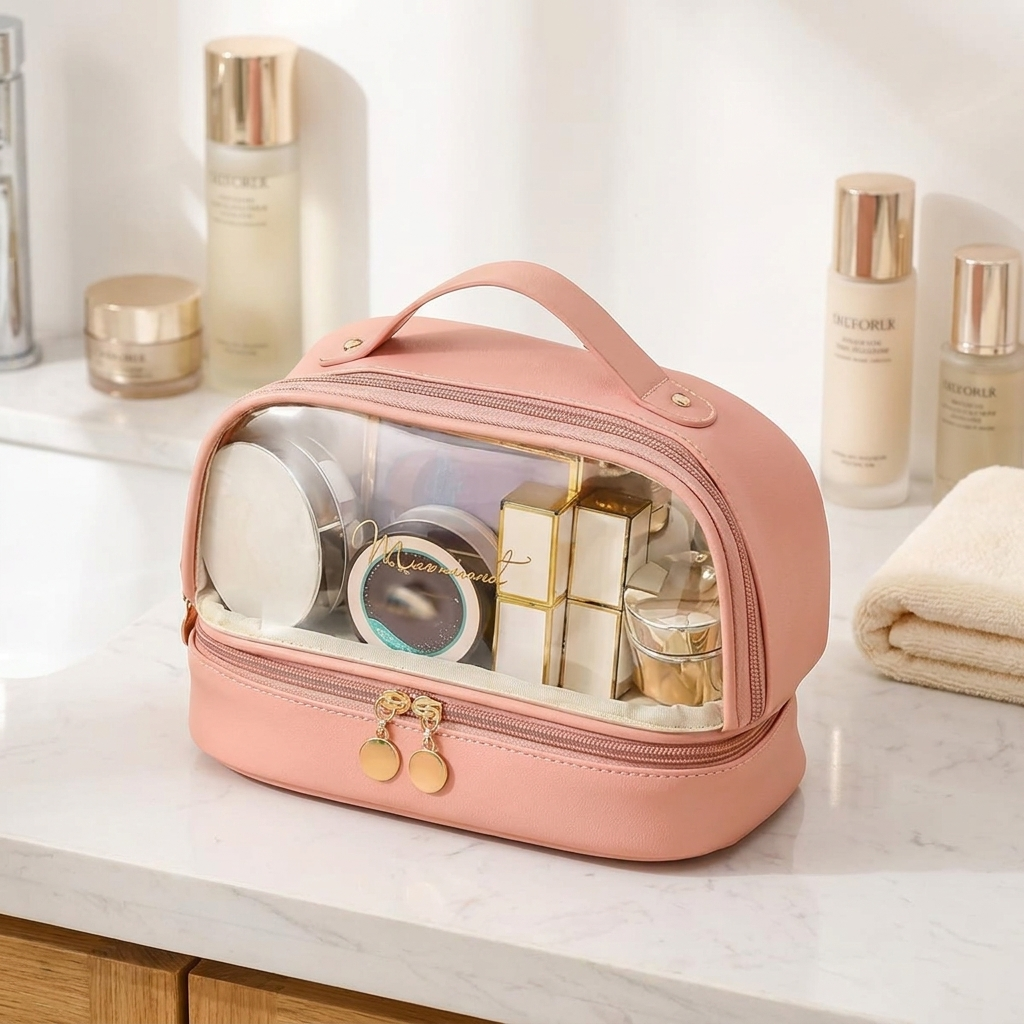 Kosmetik-Organizer Rosa – Reise-Kosmetiktasche, Detailansicht