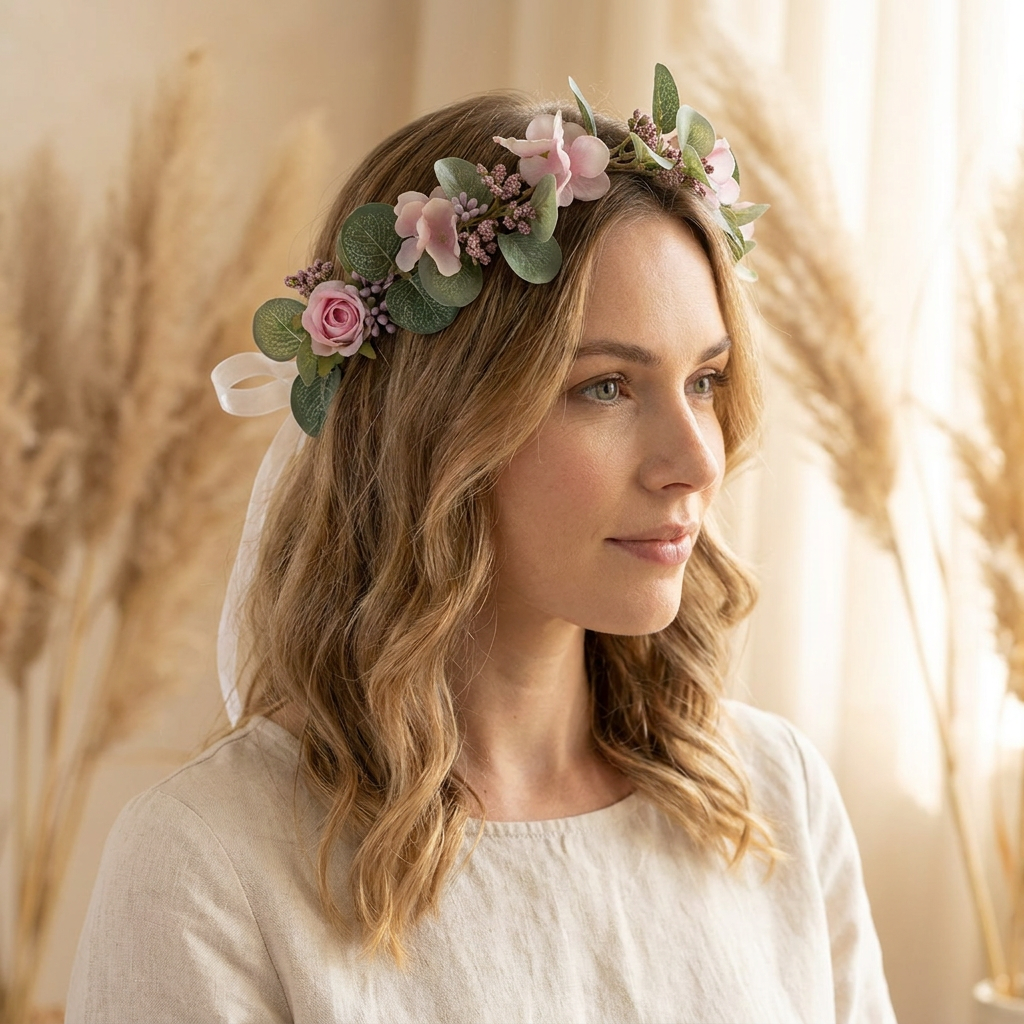 Zarter Blumenkranz BOHO W86, Kopfschmuck