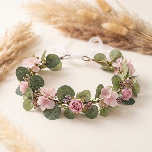 Blumenkranz Stirnband BOHO W86 mit Trockenblumen
