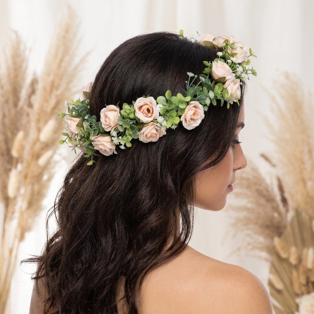 Eleganter Blumenkranz BOHO W89, Kopfschmuck