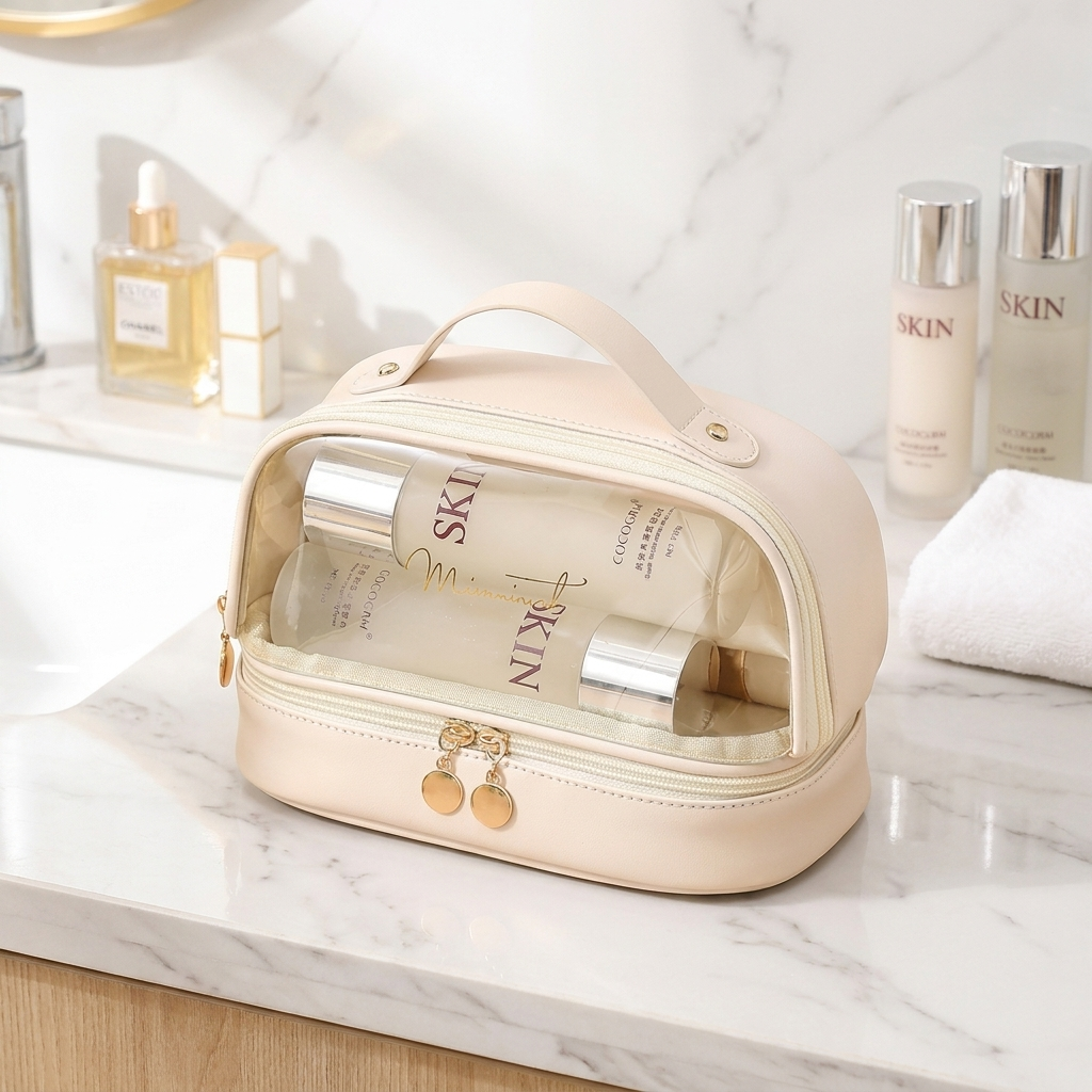 Kosmetik-Organizer Creme mit transparentem Oberteil