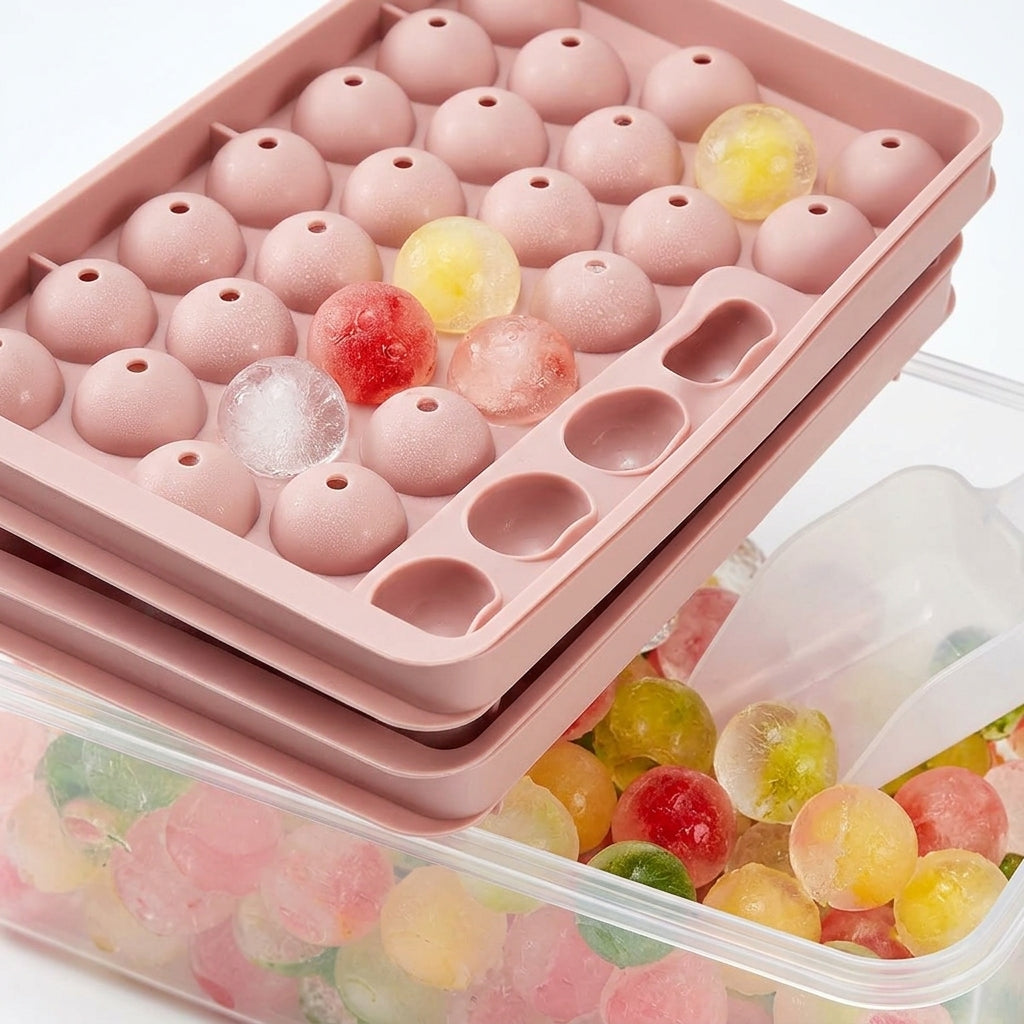 Silikon Eiswuerfelform Rosa Detail flexible Form und Behaelter