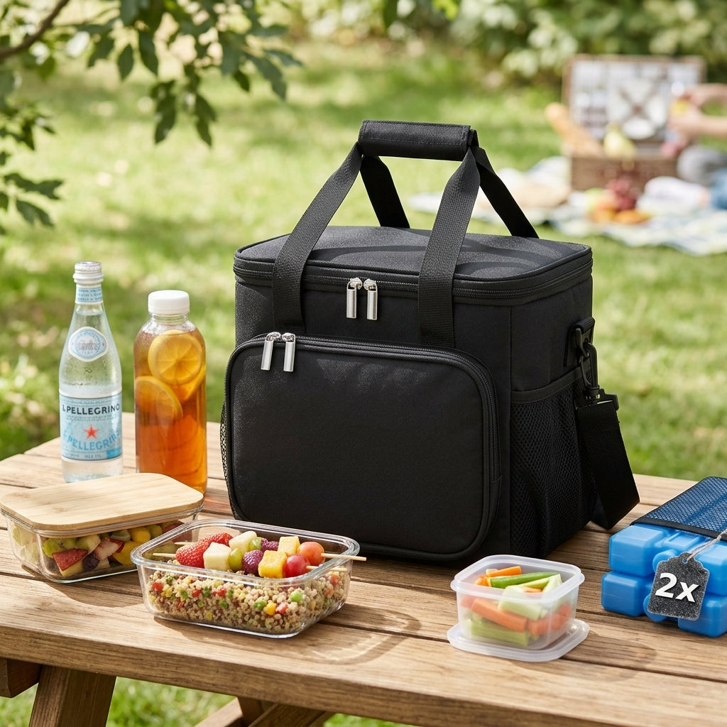 Thermotasche Lunchbag beim Picknick mit Essen und Getraenken