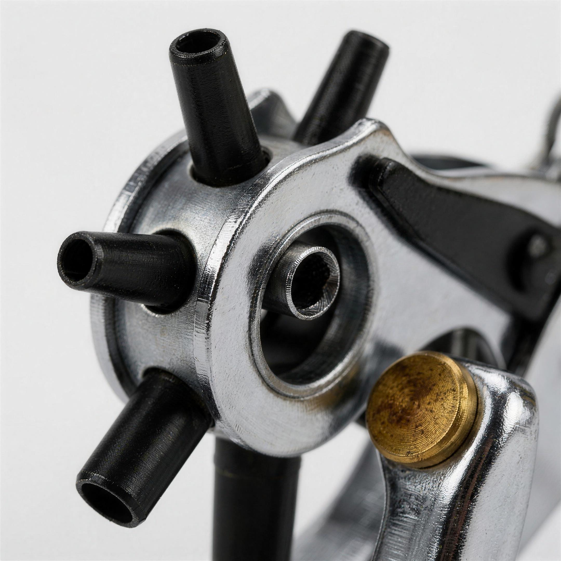 Revolver-Stanzrad Nahaufnahme mit 6 Lochpfeifen 2 bis 4,5 mm