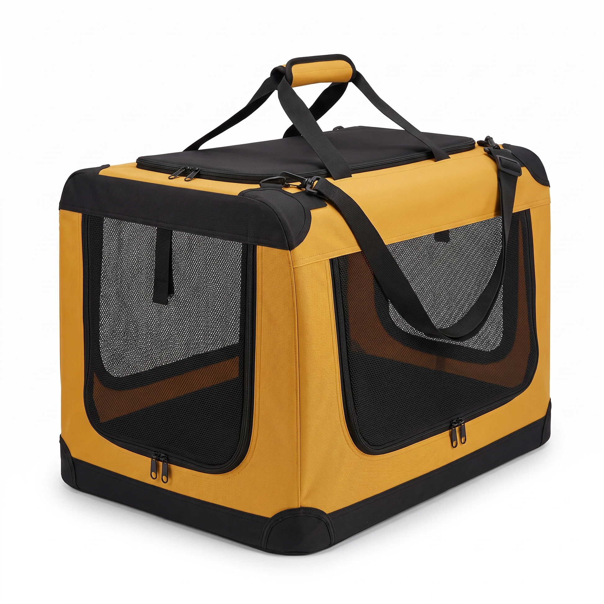 H-basics Hunde- und Katzentransporttasche faltbar gelb 60x42x44 cm