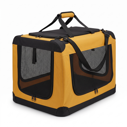 H-basics Hunde- und Katzentransporttasche faltbar gelb 60x42x44 cm