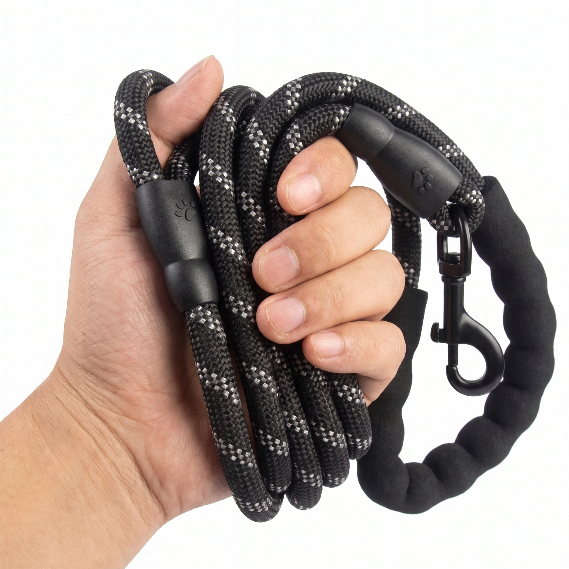 Reflektierende Hundeleine in der Hand – 12 mm dickes Seil