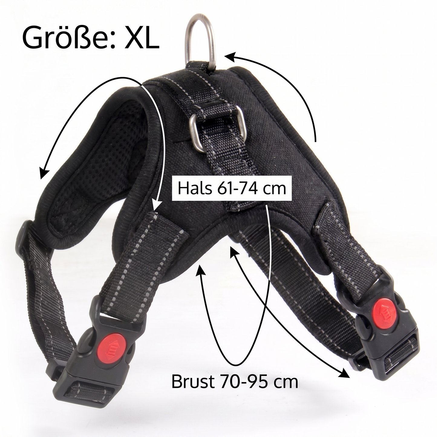 Maße Größe XL: Hals 61-74 cm, Brust 70-95 cm