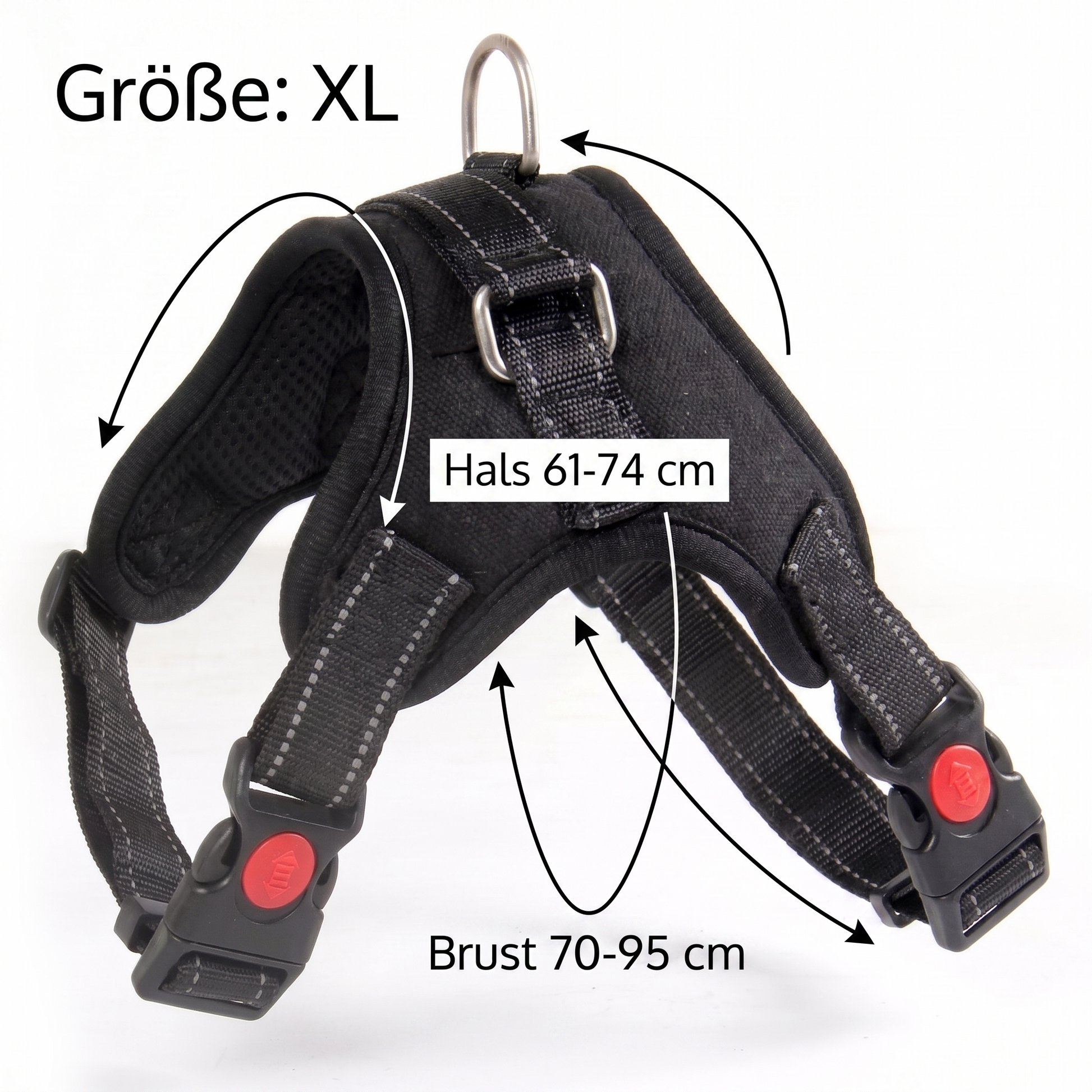Maße Größe XL: Hals 61-74 cm, Brust 70-95 cm