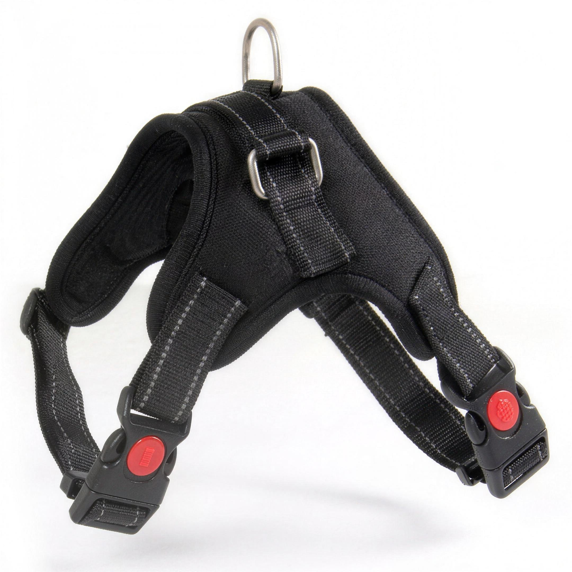H-basics Hundegeschirr XL schwarz mit Haltegriff und Metall-D-Ring