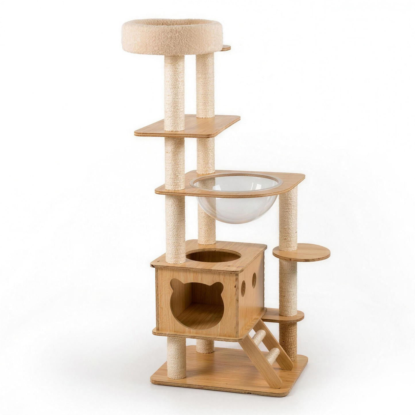 H-basics Kratzbaum Frontansicht 147 cm Katzen-Kletterbaum