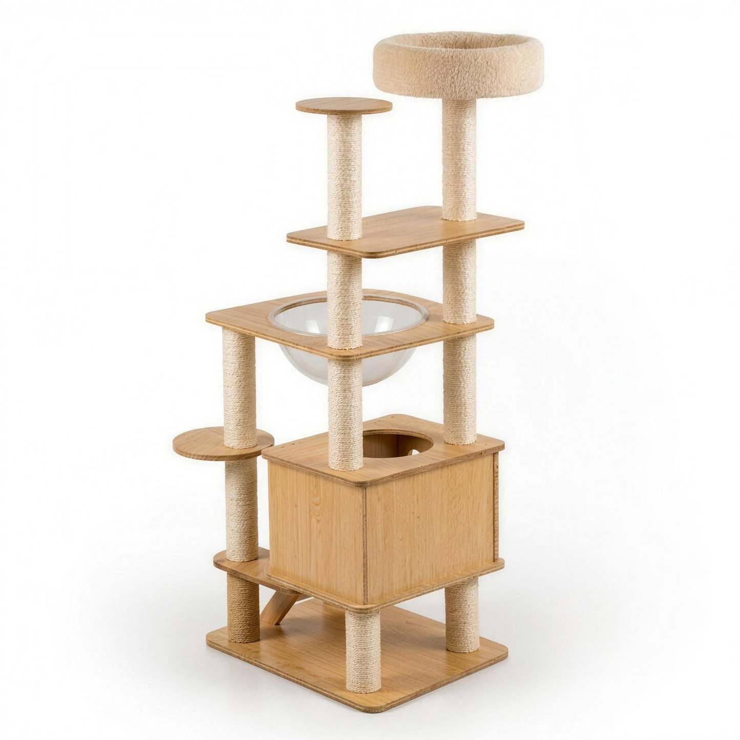 H-basics Kratzbaum Rückansicht Holzoptik