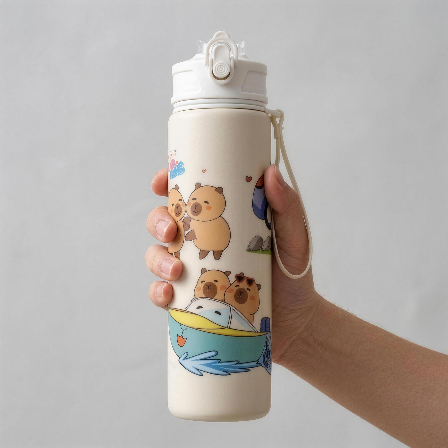 Trinkflasche 800 ml in der Hand – handliche Größe