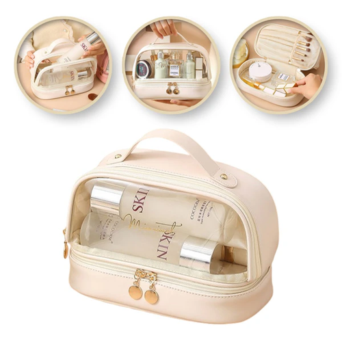 Kosmetik-Organizer Creme – Zwei Ebenen Reise-Kosmetiktasche