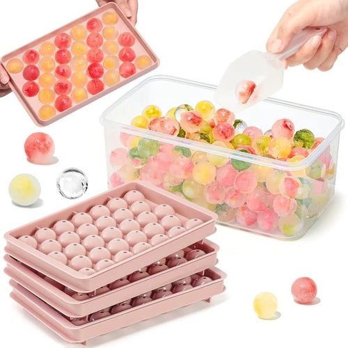 Silikon Eiswürfelformen Set 3-teilig Rosa mit Behälter